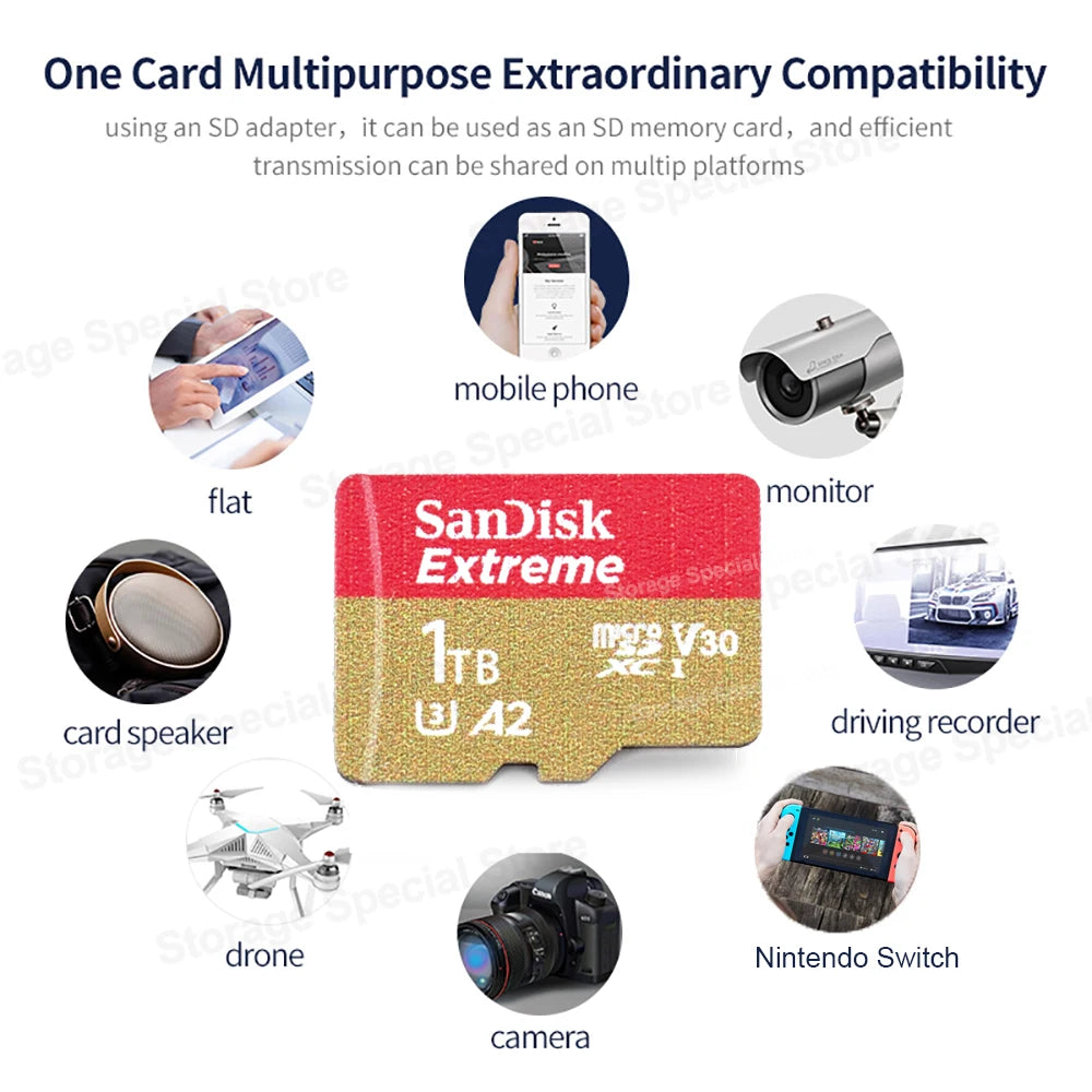Sandisk Extreme micro Memory Card A2 U3 UHS-I Flash Cards USB3.0 4K micro SD Card for Camera GoPro DJI Nintendo Trans Flash Card