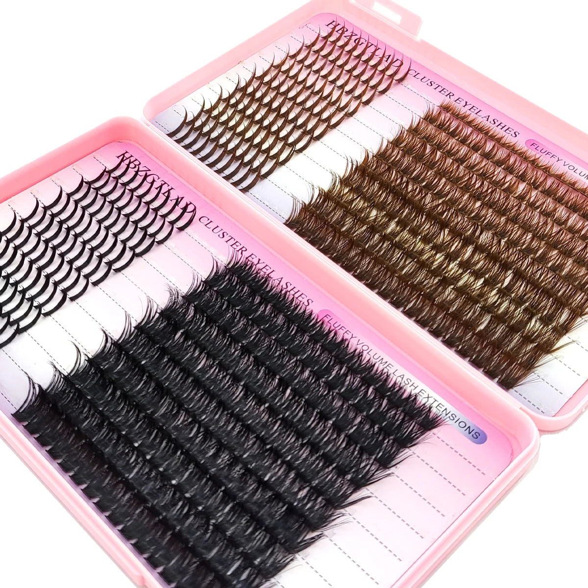 HBZGTLAD Black and Brown Eyelash Clusters 60D-160D Bottom+Spike Clusters Cute Manga Flash Clusters Extended Edition with Spike E