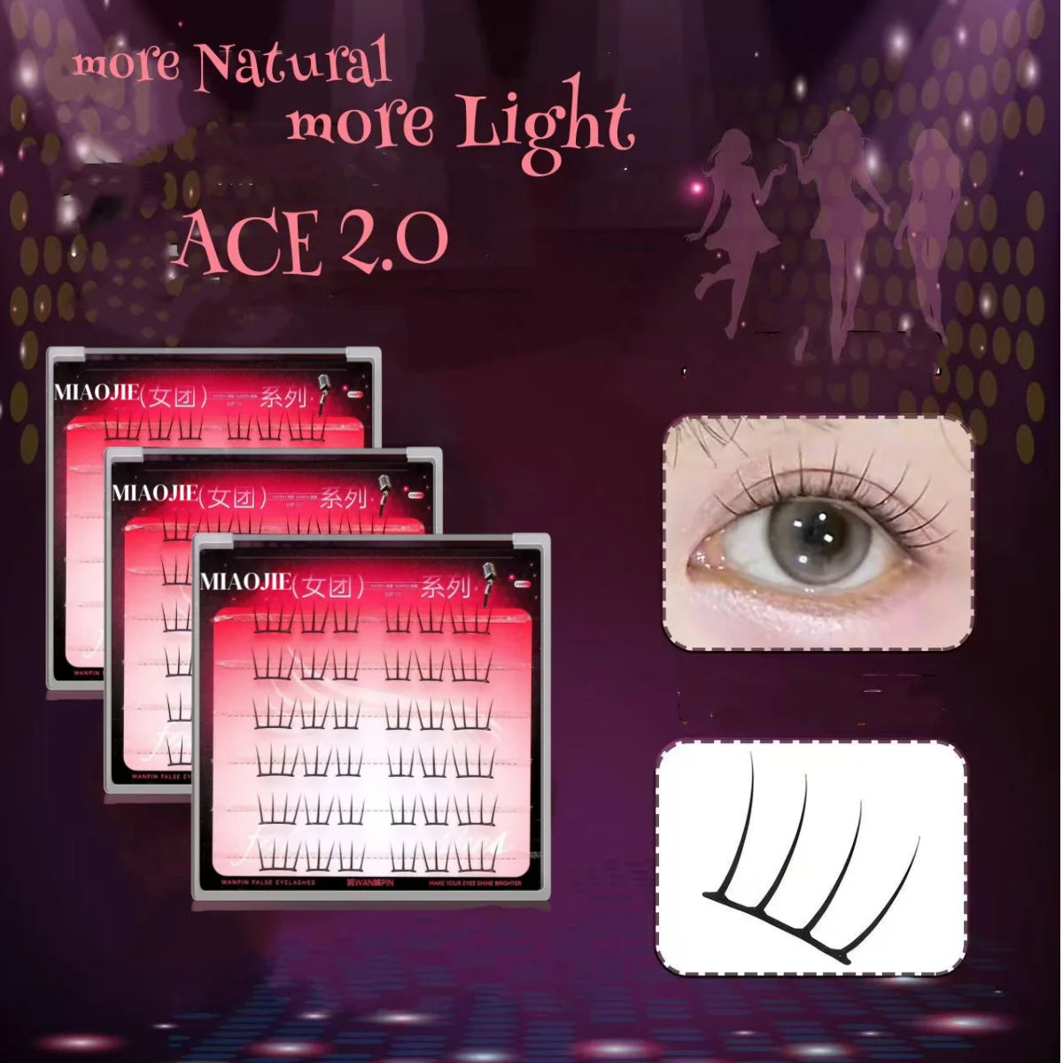 MIAOJIE Korean Idol DIY Lashes Extension Cute Cat Paw False Eyelashes Natural Make Up Large Capacity DIY Lash Cluster