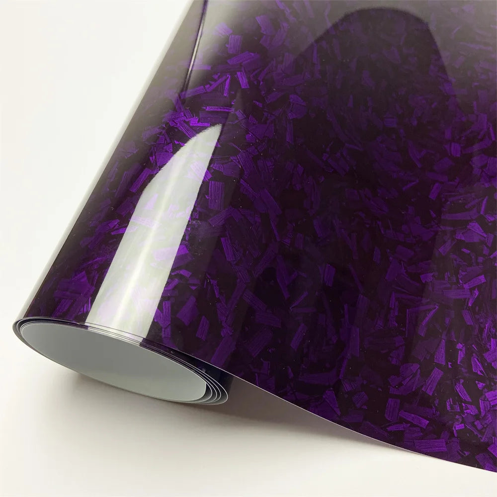 Glossy Laser Forged Carbon Fiber Vinyl Wrap Self-Adhesive Car Sticker Waterproof for Automotive Styling Interior Decoration Film