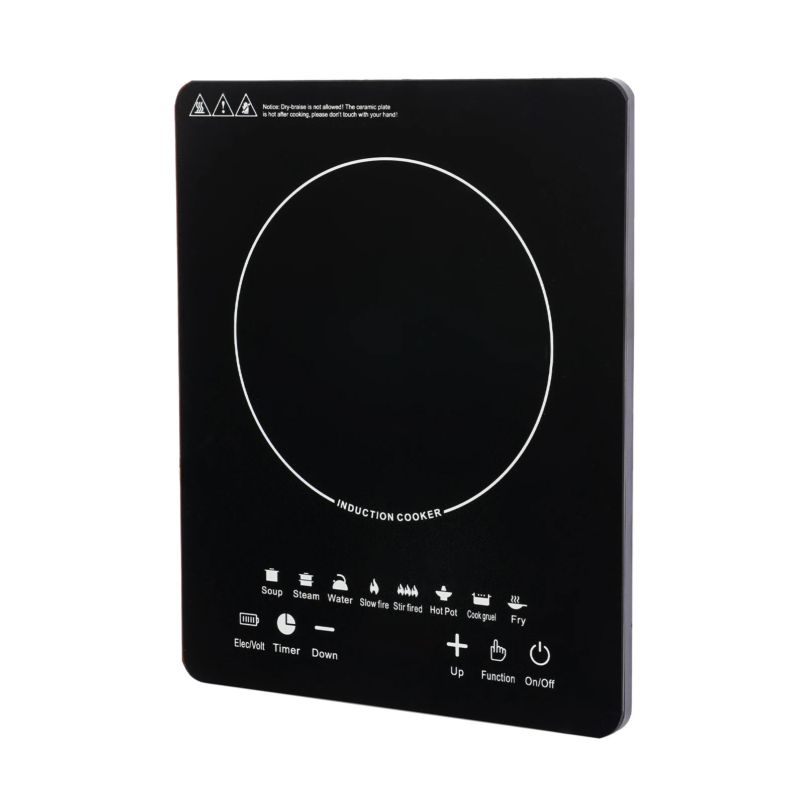 750W Electric Induction Cooker Glass PP Body 8 Presets Temp Adjustable for Dorm RV Home Restaurant & Hot Pot Use