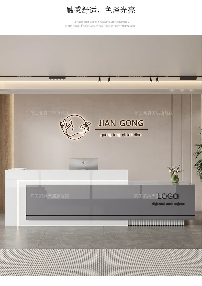Customized Premium Desk Table Glamour Luxury Simple Elegant Reception Desk Modern Design Recepcion Mostrador Office Furniture