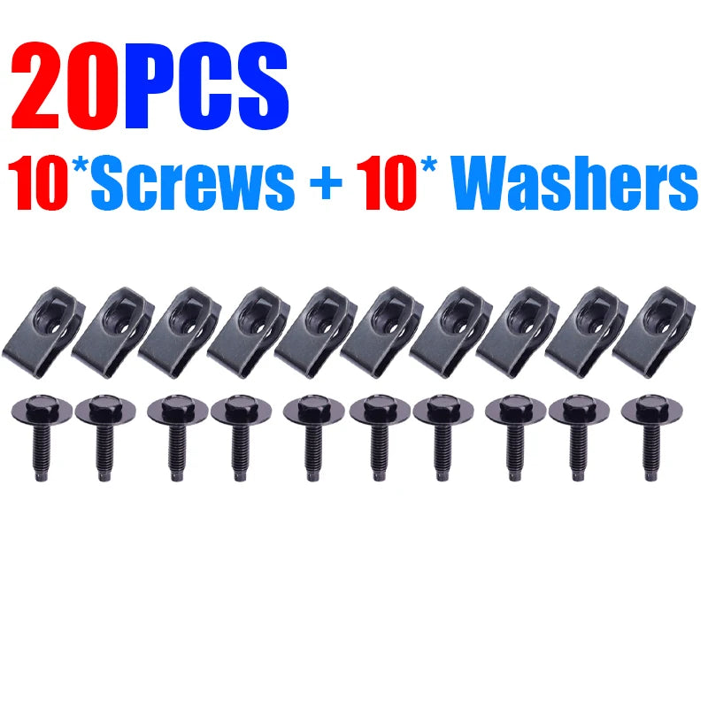 Car Fender Liner Retainer Clip M6 Engine Splash Shield Screws Hex Head Bolt Washer Auto Under Cover Bumper Guard Board Fastener
