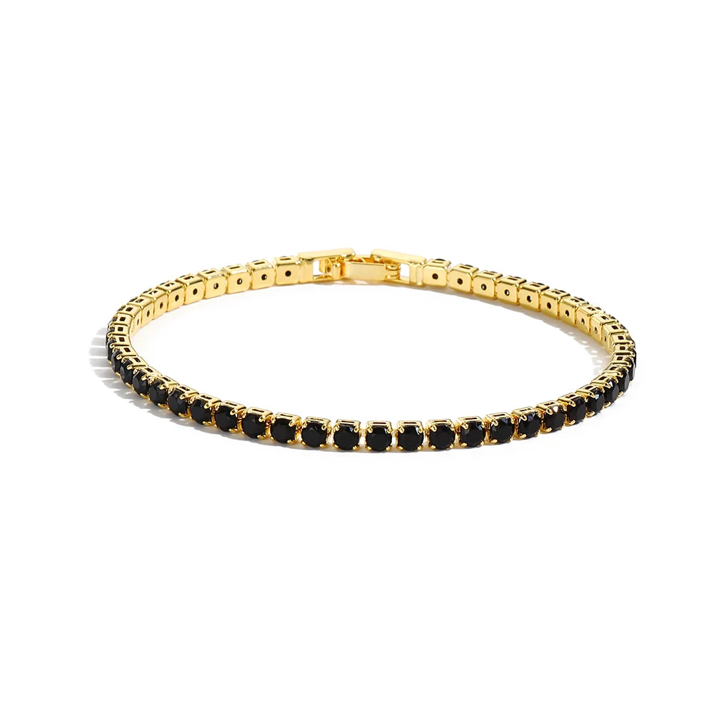 Black Crystal Tennis Bracelets for Women & Men Luxury Iced Out Cubic Zirconia Adjustable Bracelet on Hand Hippie Jewelry