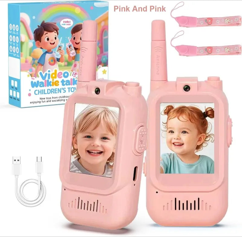 2PCS Kids Video Walkie Talkies USB Charging Indoor and Outdoor High Definition Intercom Children's Toys Birthday Gifts Ages 3-12