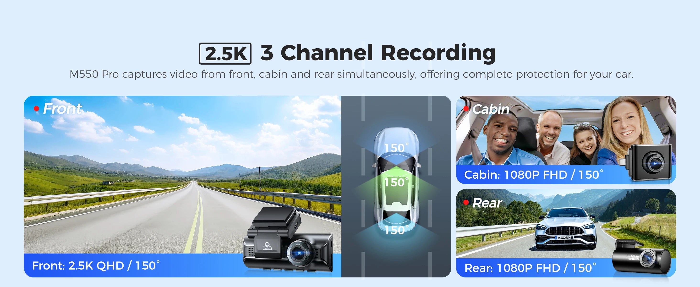 Upgrade AZDOME M550 Pro Dash Cam 4K Front Dashcam Auto 5.8Ghz Wi-Fi GPS G-sensor Car DVR 6 IR Night Vision Parking Monitor