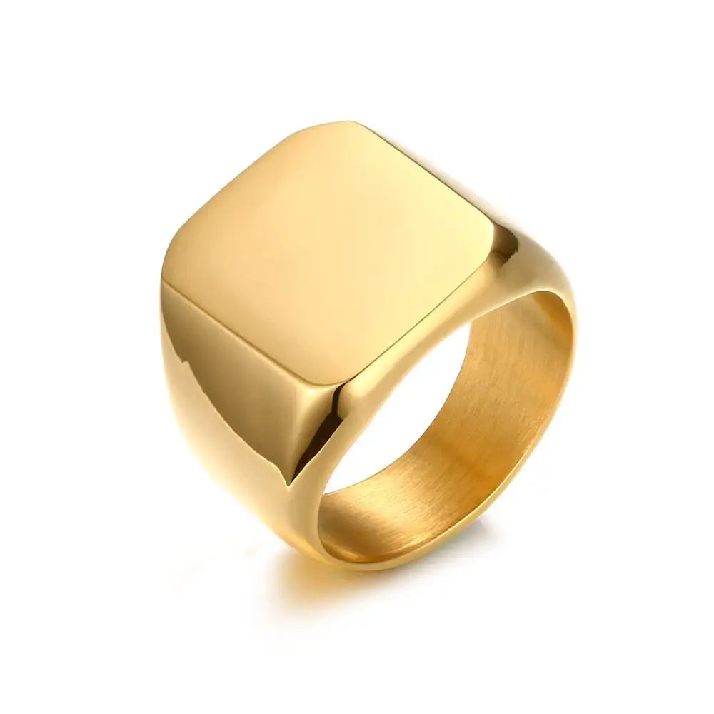 Vnox Gold Color Rings for Men Women, Simple Glossy Stainless Steel Wedding Bands, Signet Stacking Finger Ring Jewelry Gift