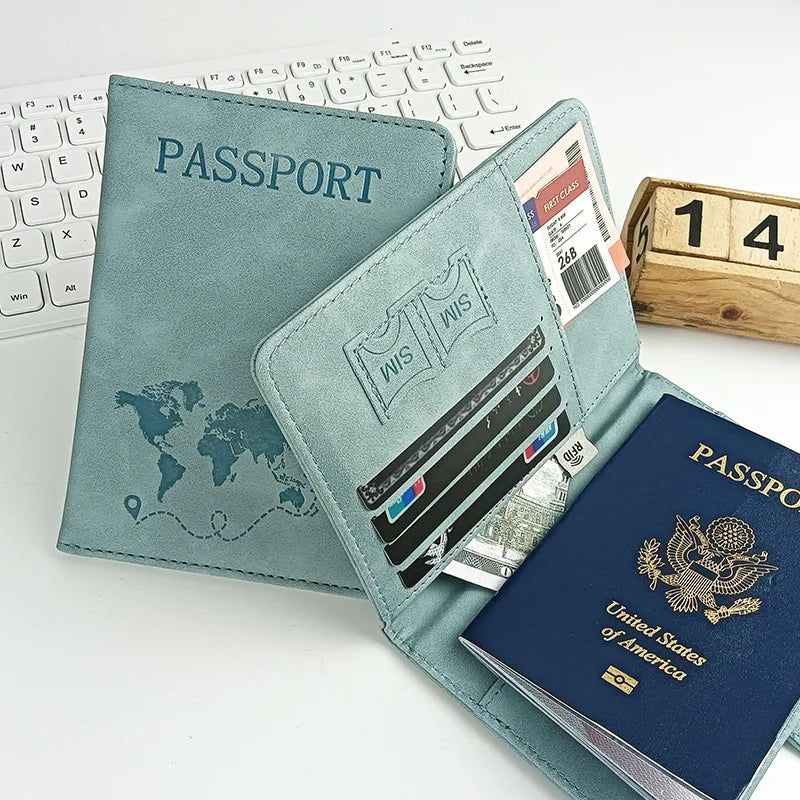 Leather Passport Holder Travel Wallet with ID Credit Card Slot PU Leather Passport Covers Case RFID Blocking Passport Protector
