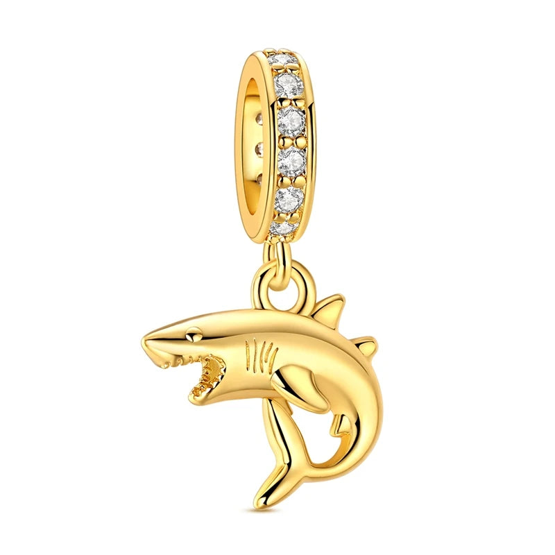 Hot Sales 925 Sterling Silver Golden Series Charms Beads Cross Devil's Eye Bow Charms Pendant Fit Original Bracelet DIY Jewelry
