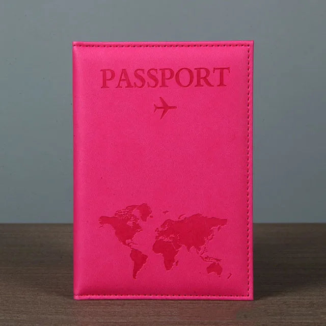 Lover The World Map Passport Cover Hot Stamping Simple Plane Women Men Travel Passport  Case Holder Fashion Wedding Gift
