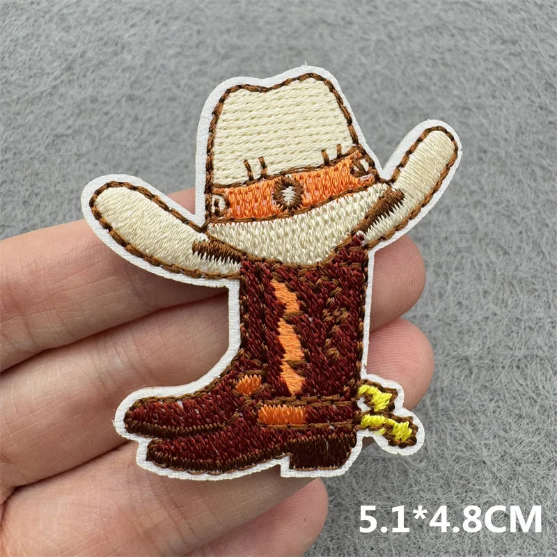 Western Cowboy Embroidered Patches DIY Boots Horse Patch For Clothing Iron On Patches Jackets Backpack Hats Sew Badges Patches