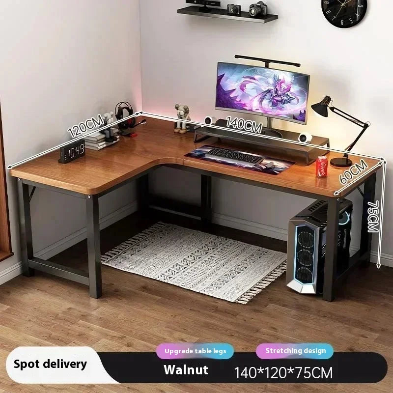 47 in Computer Desk with Drawer, Storage Cabinet Shelve, L Shape Home Office Reversible Study Table, Wood Executive Writing Desk