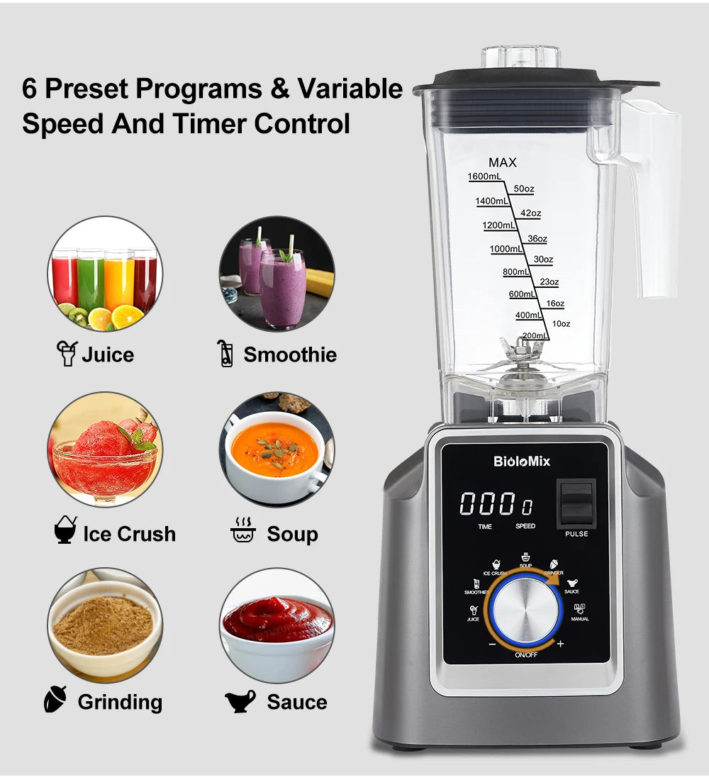 Biolomix Digital BPA FREE 2L Automatic Program Professional Commercial Blender Mixer Juicer Food Processor Ice Smoothies