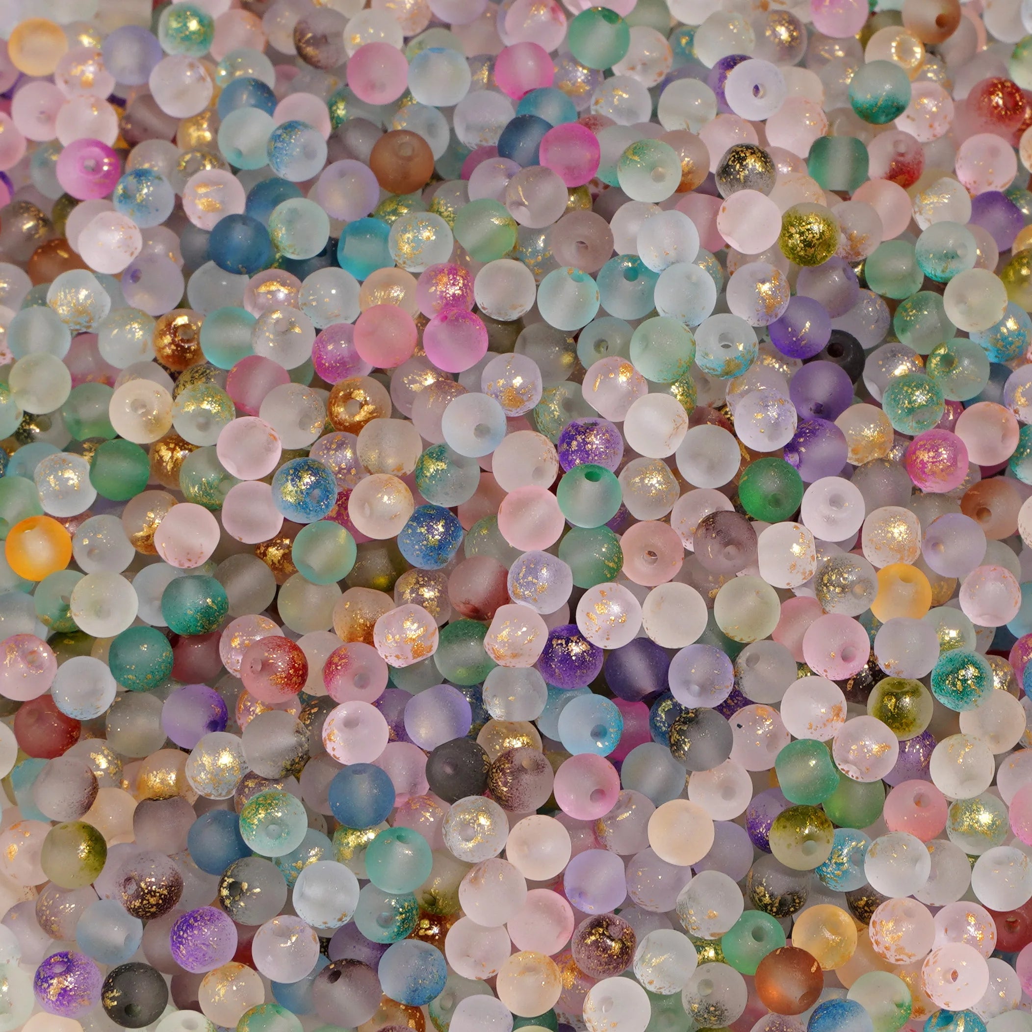 100Pcs 4mm High Quality Frosted Gold Splattered Glass Rice Beads Loose Beads for Handmade Jewelry DIY Bracelet Necklace Material