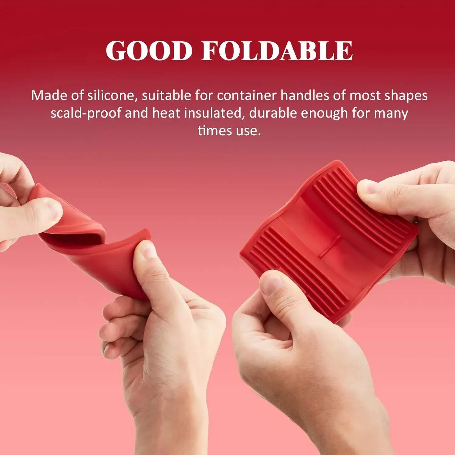 2pcs Silicone Anti-Scald Pot Handle Grip Cover Anti-slip Heat Resistant Pot Clip Holder Sleeve for Frying Cast Iron Skillet Pan