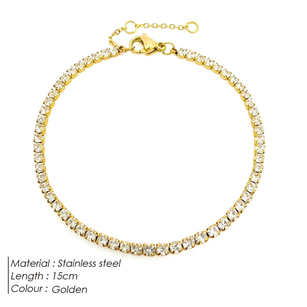 European and American Fashion Niche Single Row Drill Bracelet Round Zircon Tennis Bracelet Bracelet Hand Jewelry