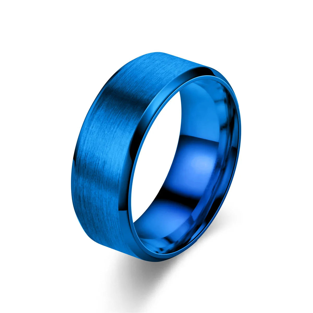 8MM Classic Stainless Steel Ring For Men Women 7 Color Double Inclined Plane Matte Wedding Band Couples Rings Fashion Jewelry