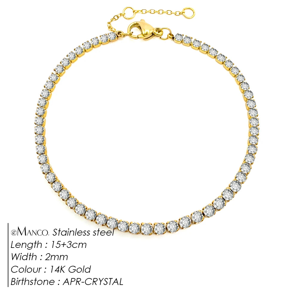 EManco Stainless Steel Women's Zirconia Tennis Bracelet Classic Bridal Accessories Wholesale