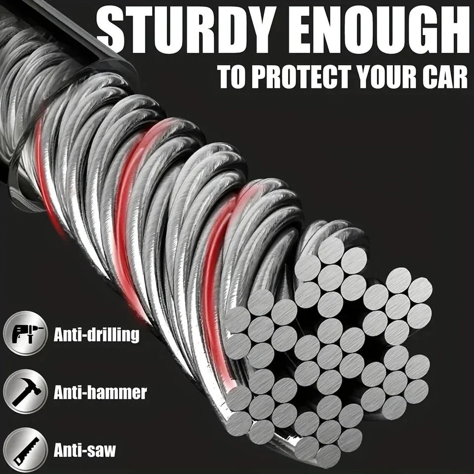 Car Steering Wheel Lock Anti-theft Steel Cable Security Device Universal Fit for Vehicles Prevent Theft Durable Security Rope