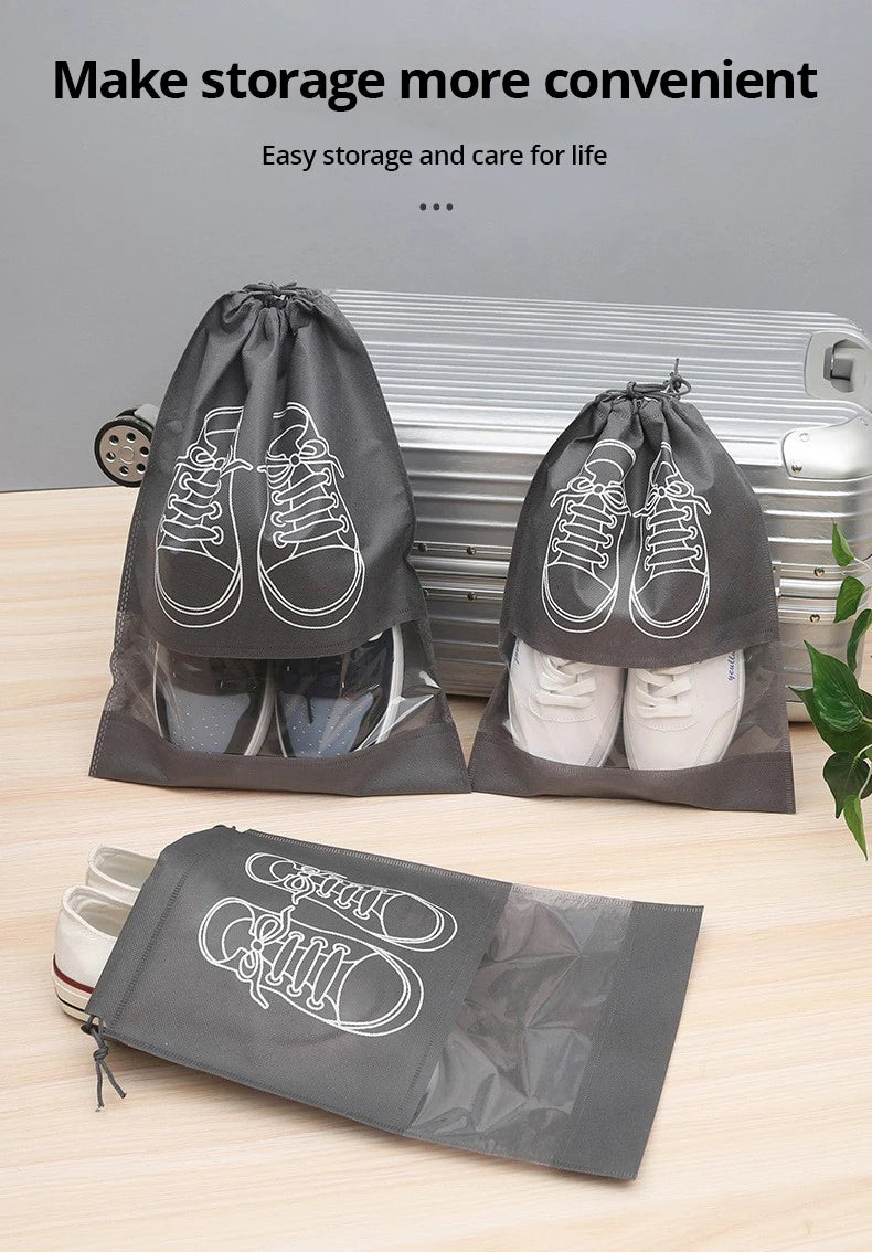 5pcs Shoes Storage Bag Closet Organizer Non Woven Travel Portable Bag Waterproof Pocket Clothing Classified Draw Hanging Bag