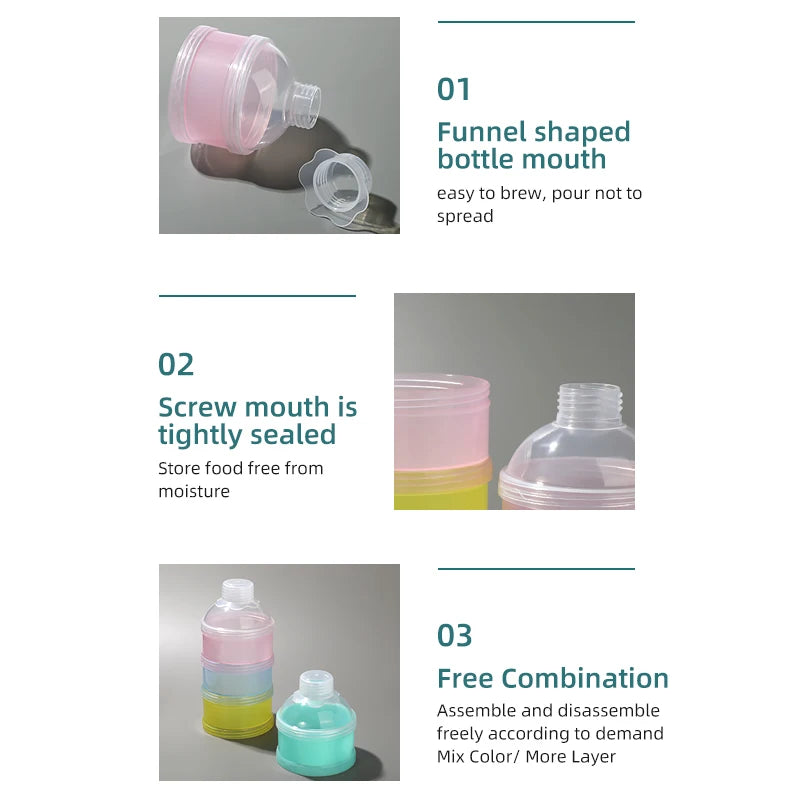 Baby Feeding  Portable 4 Layer Milk Powder Storage Box Fruit Snacks Candy Food Container