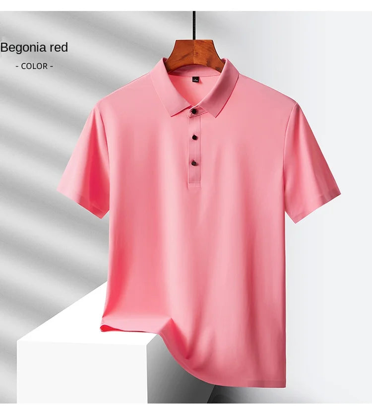 Selected popular nylon fabric, dad's summer clothing, middle-aged men's short sleeved T-shirt, summer ice silk quick drying, mid