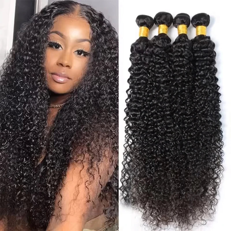 12A 10-38 Inch Natural Color Jerry Curly Human Hair Bundles And Weaves Unprocessed Brazilian Human Hair Weave Bundles 1/3/4PCS Raw Hair Bundles Weave Extensions Hair Extensions Materials For Women Natural Black Soft And Silky