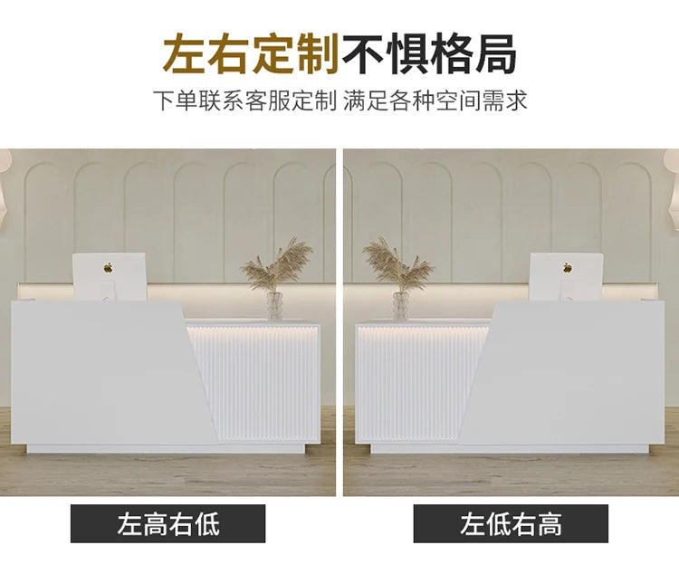 Customized Professional Reception Counter Simple Design Style Reception Desk Creative Storage Theke Empfang Office Furniture