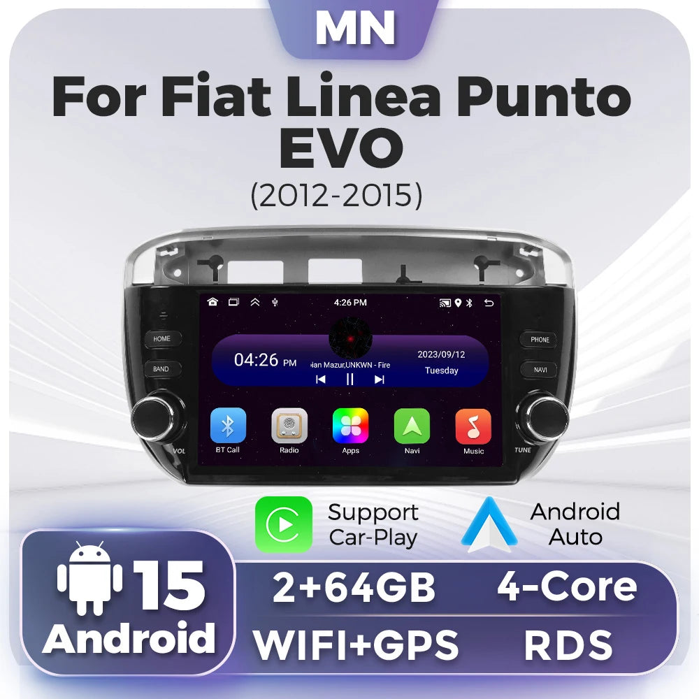 6.2 inch Carplay Android Auto Car Radio For Fiat Linea Punto EVO line 2012-2015 Multimedia Video Player GPS Stereo Head Unit RDS
