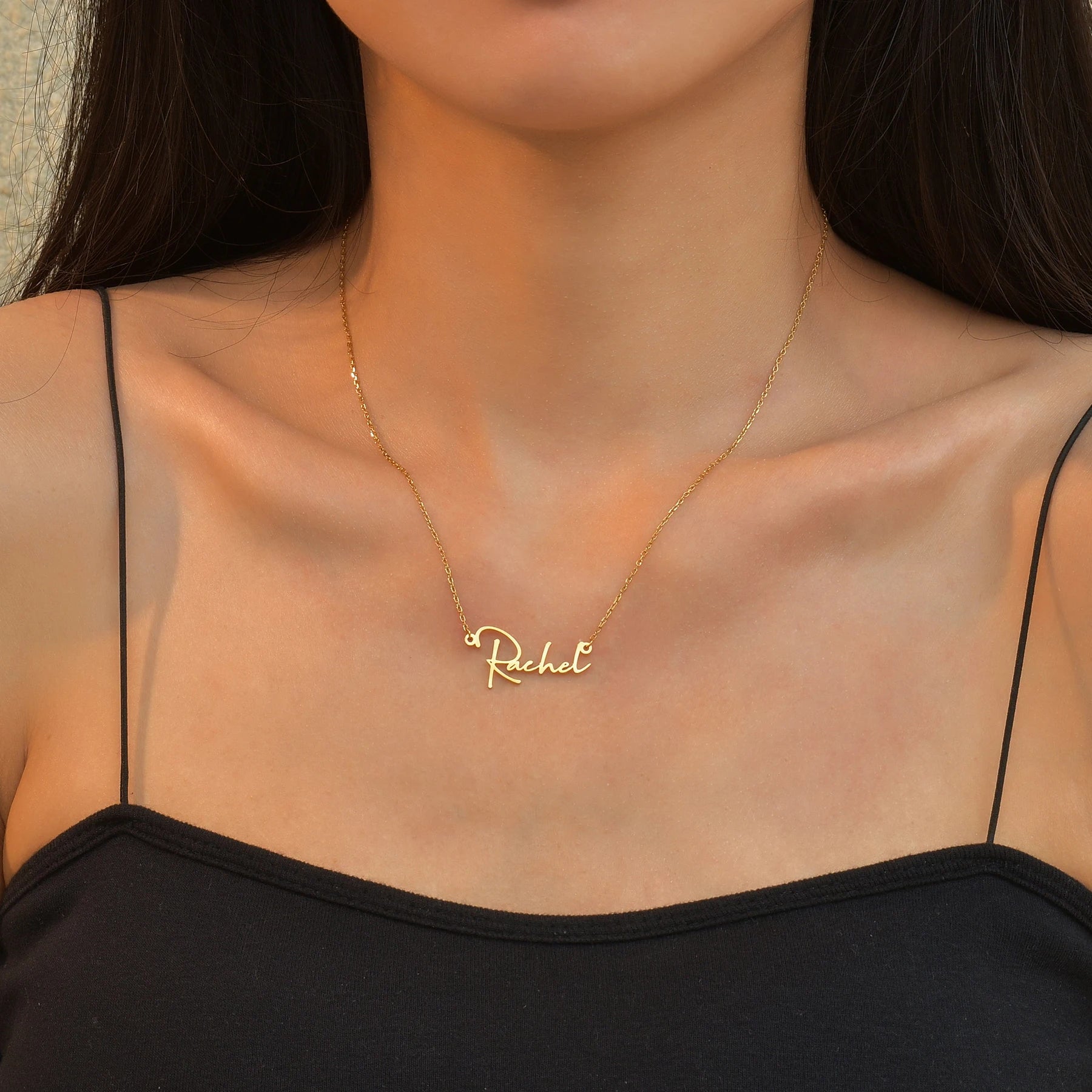Atoztide Personalized Custom Name Necklaces for Women Stainless Steel Wave Chain Collares Pendant Mother Kids Jewelry Gift