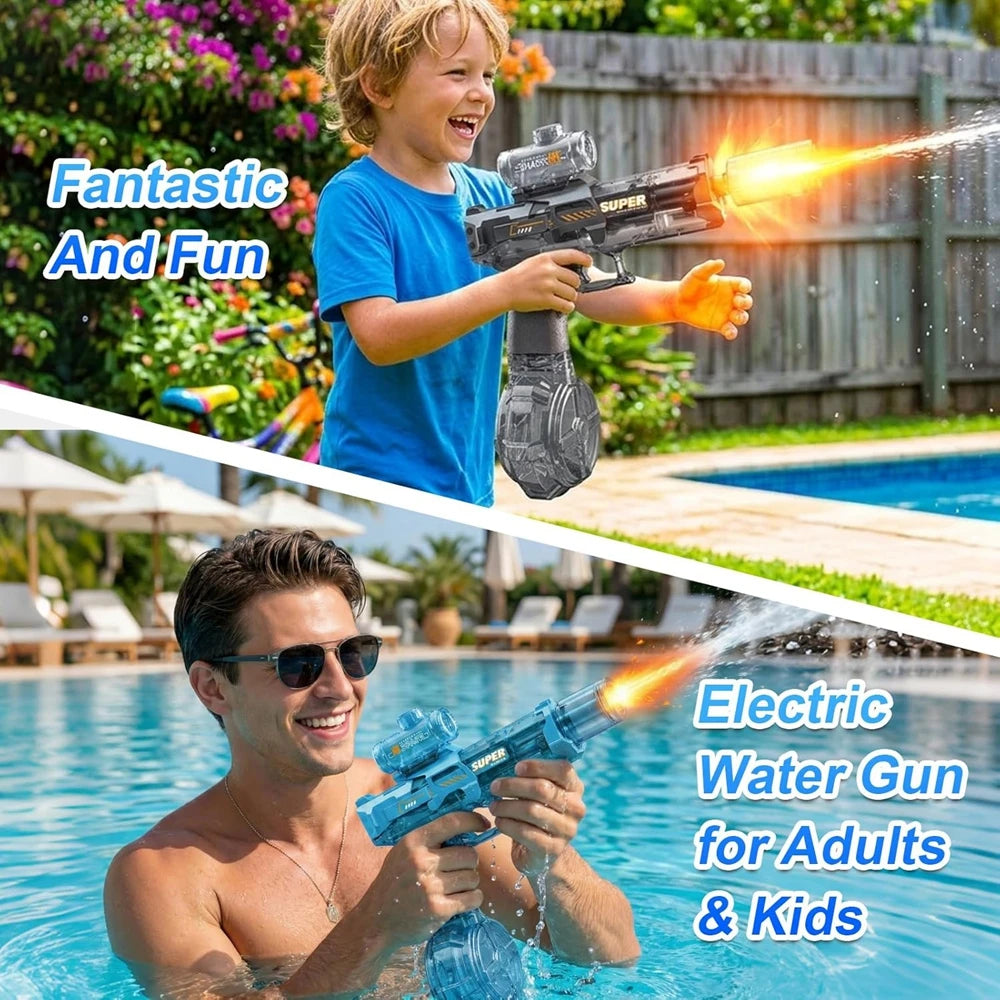 Electric Water Blaster Gun Children Automatic Water Pistol WaterGun with Led Light Summer Outdoor Game Party Toy for Adults Kids