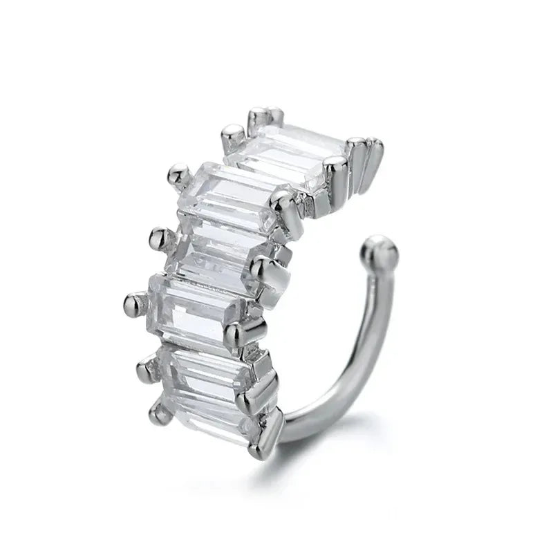 A Girl 1Pcs Silver Color Ear Cuffs Without Piercing Ear Clip Earrings Non-Piercing Fake Cartilage Earrings For Women Jewelry ﻿
