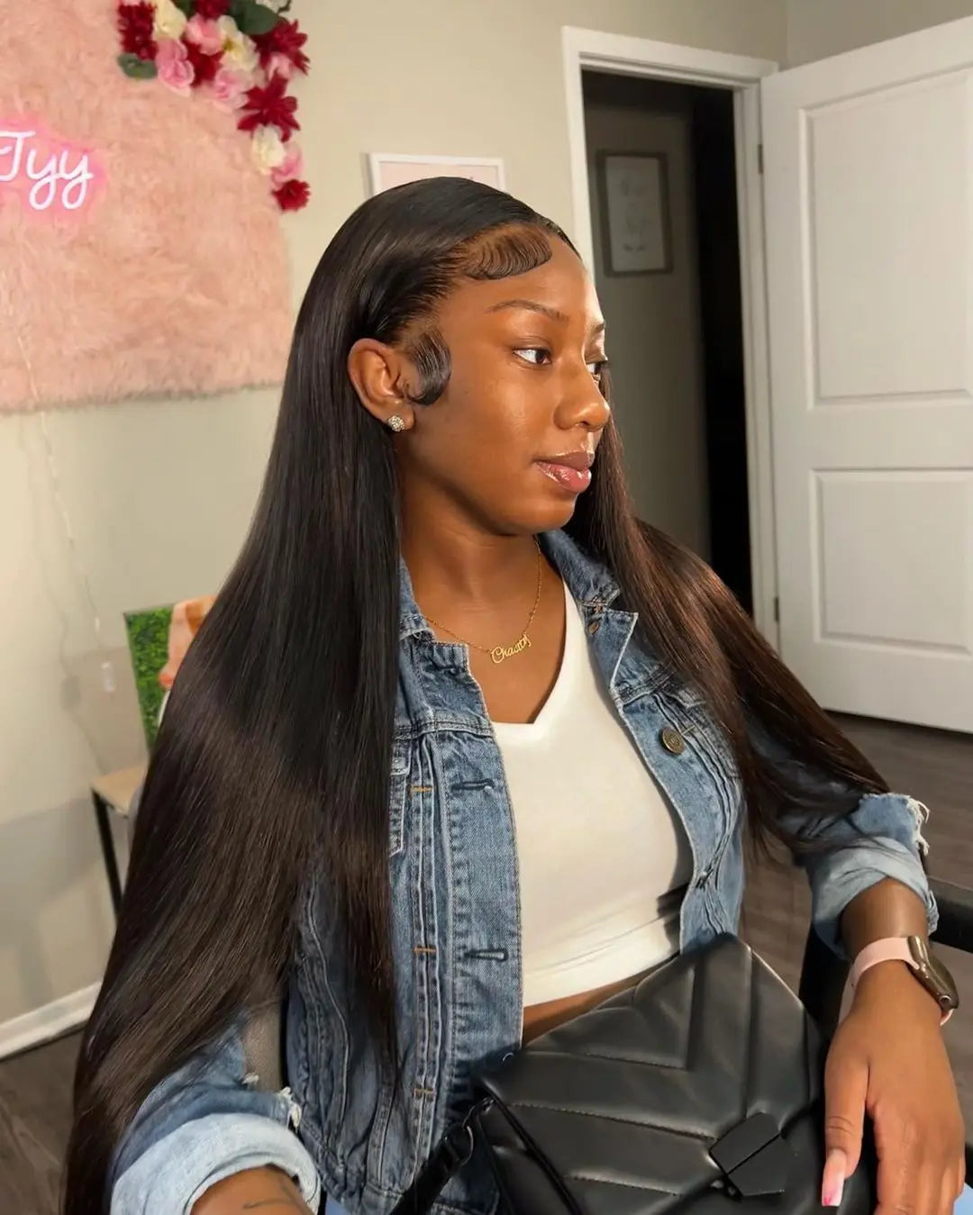 Smooth Silky Long Straight Glueless Full Lace Front Human Hair Wigs For Women Cambodian Raw Virgin 13x4 13x6 Hd Bone Straight Transparent Lace Front Wig Human Hair 40 42 Inch 300 Density Silky Straight HD Lace Frontal Wig Pre