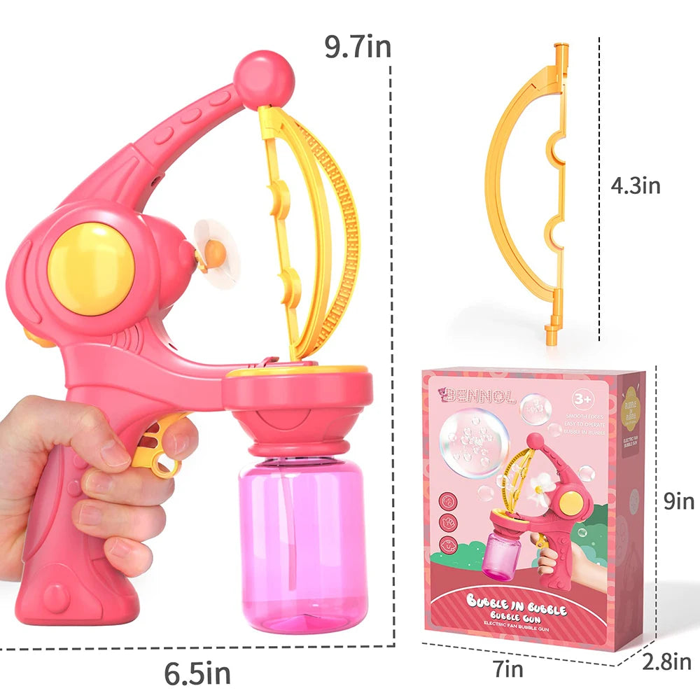 Blowing Large Bubbles Automatic Bubble Gun with Liquid Toys Soap Machine Outdoor Party Play Toy for Kids Birthday Surprise Gifts