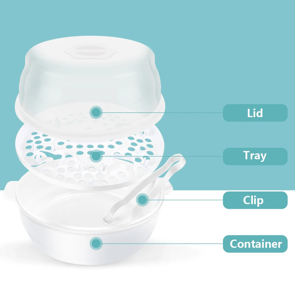 Microwave Bottle Sterilizer Steam Sterilizer Fits 6 Baby Bottles for Baby Bottles Pacifiers Cups Disinfect in 2-6 Minutes