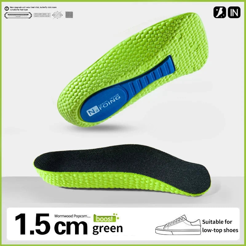 Memory Foam Height Increase Insoles for Men Women Orthopedic Arch Support Flat Feet Heel Lift Shoe Inserts Comfort Foot Care Pad