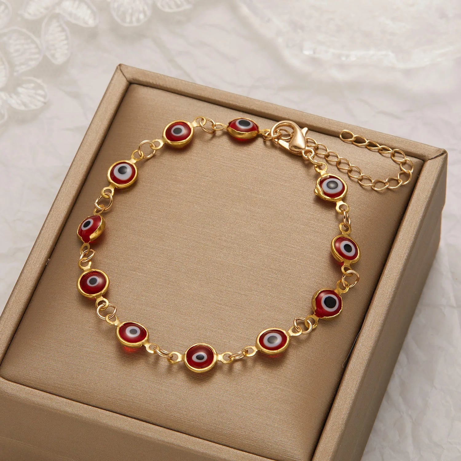 Clearance_Lucky Turkey Evil Eye Bracelet For Women Men Colorful Red Blue Eye Adjustable Metal Chain Bangles Good Luck Wealth Jew
