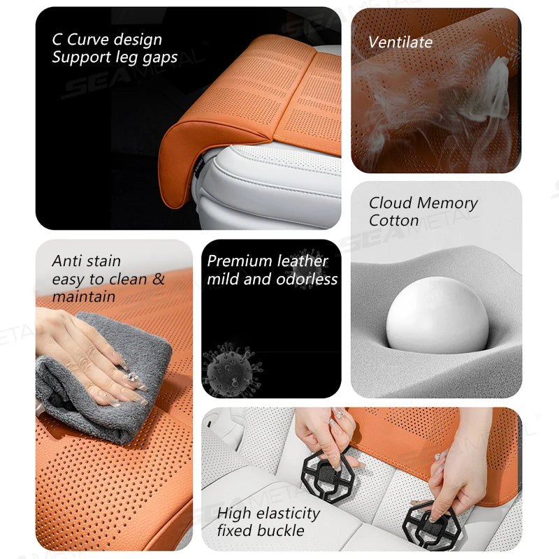 SEAMETAL Car Seat Cushion with Leg Support Universal Car Seat Protection Cover with Extension Leg Rest Padding Relieve Fatigue