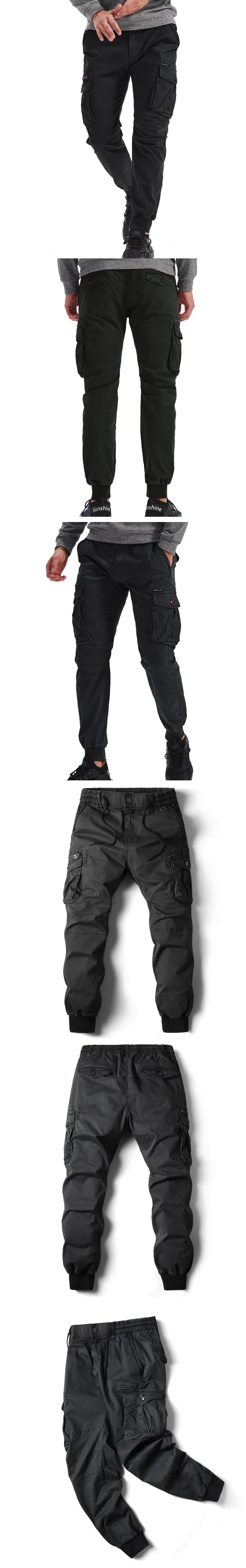 New Cotton Men Cargo Pants Khaki Casual Men Tactical Joggers Cargo Multi-Pocket Fashion Black Army Light gray Trousers Work Wear