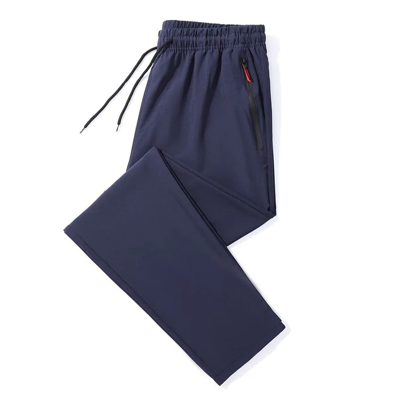 Men's Casual Pants Straight Slim Fit Elastic Waist Jogger Korean Classic Blue Black Gray Male Brand Trousers Plus Size