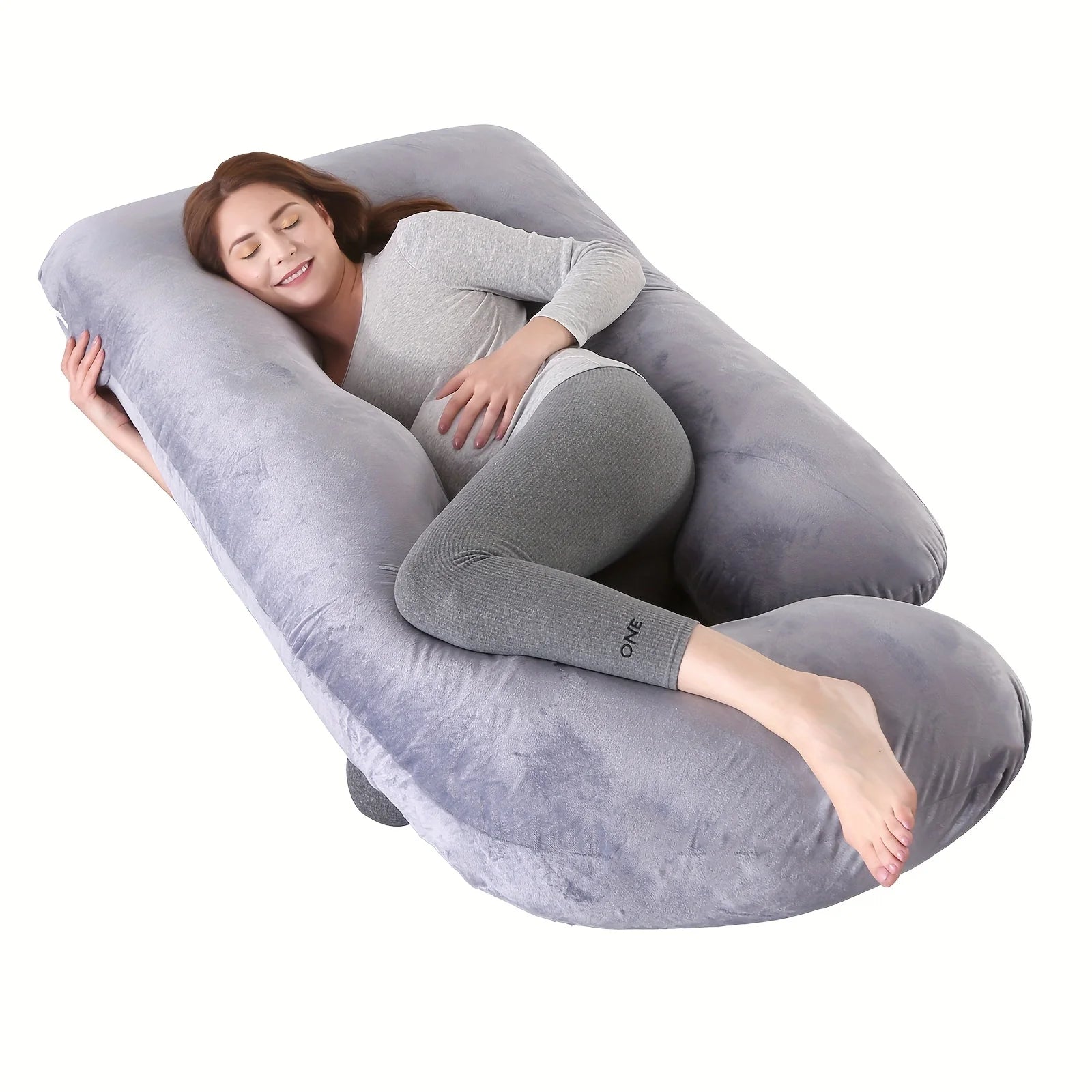 Detachable Maternity Pillow - G-Shaped Crystal Velvet Lumbar Support Cushion for Pregnant Side-Lying