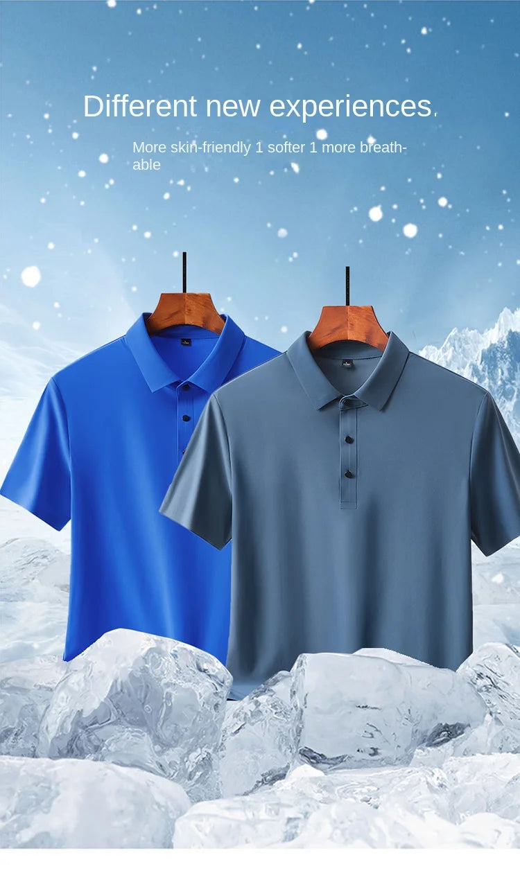 Selected popular nylon fabric, dad's summer clothing, middle-aged men's short sleeved T-shirt, summer ice silk quick drying, mid