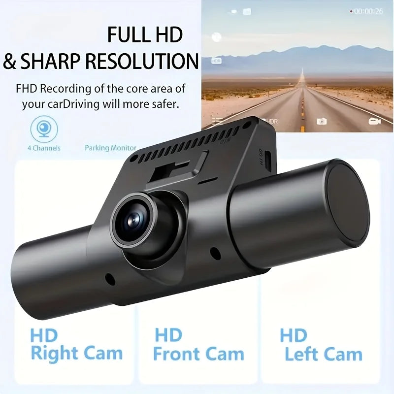 4 Camera Car Dash Cam 2.0 inch 1080P Front Cameras  480P Rear/Left/Right Cameras Wide-Angle Night Vision Collision