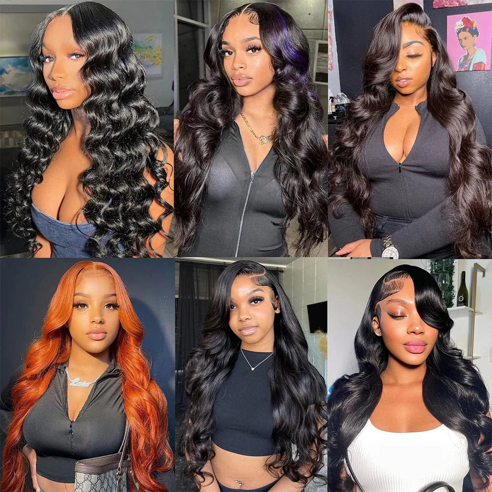 200% Density 13x6 Body Wave Lace Front Wigs Human Hair Pre Plucked For Black Women HD Transparent Glueless Lace Frontal Wigs