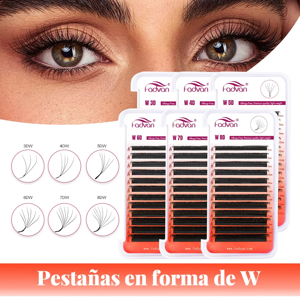 FADVAN YY/3D/4D/5D/6D W Shape Lashes M/C/D Curl Premade Volume Fans Faux Mink Eyelashes Brazilian Volume Natural Soft YY Lashes
