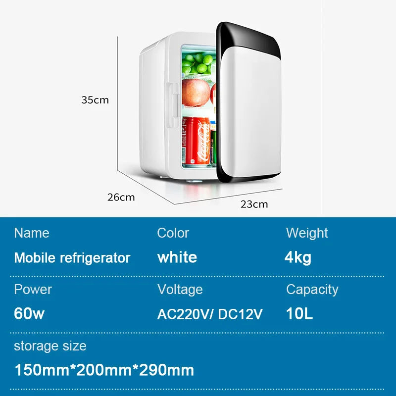10 Liters Mini Refrigerator Car Home Dual-Use Car Refrigerator Car Heating and Cooling Box Dormitory Insulin Refrigerator