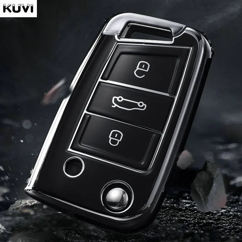 3 4 Buttons Car Key Case Cover Fob For VW Volkswagen Golf 7 MK7 Tiguan MK2 For SEAT Ateca Leon FR 2 Ibiza For Skoda Octavia A7