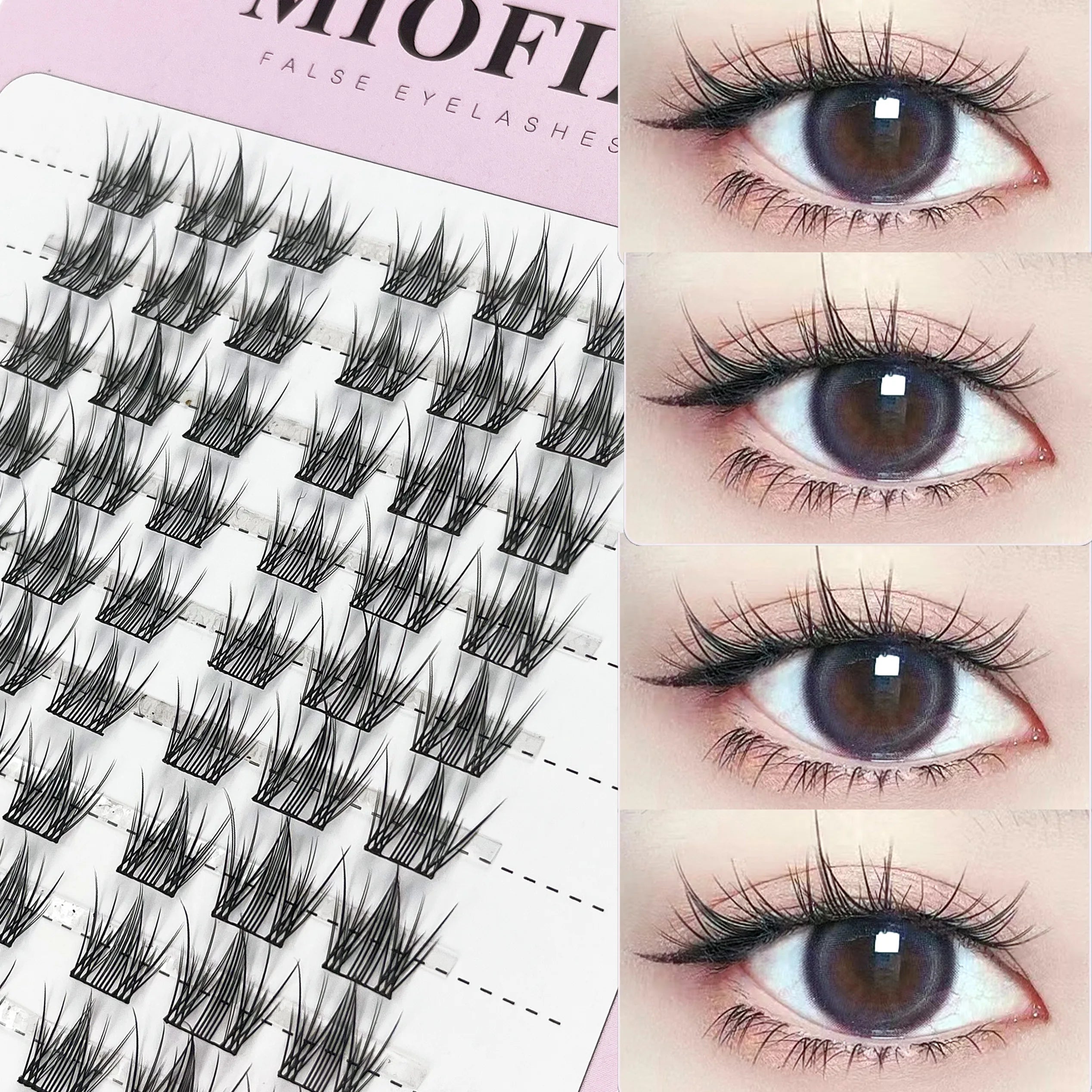 1/box 120 bundles Mink False Eyelash Natural Fishtail Lash 3D Russian Individual Eyelash Extension Cluster Makeup Tool Wholesale
