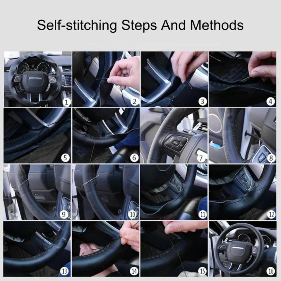 DIY Car Steering Wheel Cover Fiber Leather with Needle Braid on Steering Wheel SkidProof Car Styling Interior Accessorie