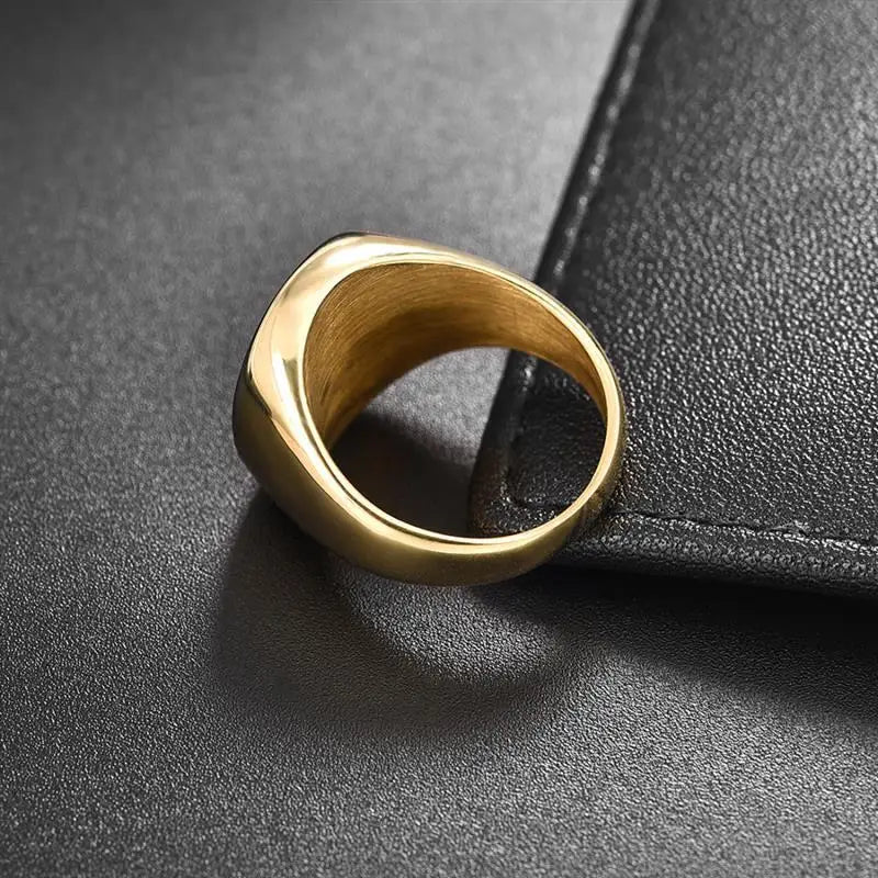 Jiayiqi Men'S Ring Punk Rock 316L Stainless Steel Signet Ring For Men Hip Hop Party Jewelry Male Wedding Gift Custom accept